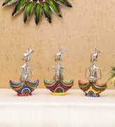 Wooden Sitting Musicians Figurine set of 3 table decor