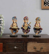 Musician Ganesha Human Figurine, Set of 3 table decor