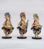 Musician Ganesha Human Figurine, Set of 3 table decor
