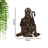 Lord Hanuman Ji Shape Backlit Designer Wooden Wall Shelf / Book Shelf / Night Light, Walnut Finish
