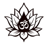 Hindu OM inside Lotus Flower Backlit Wooden Wall Decor with LED Night Light Walnut Finish