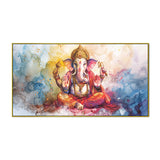 Vintage Hindu Deity Art – Ganesha Canvas Wall Frame