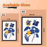 Elegant & Minimalist Blue and Yellow Flower Wall Art Photo Frame Painting