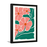 Abstract Modern Art Pink Floral Digital HD Print Black Framed Wall Painting