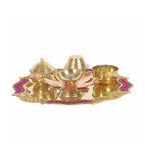 Purple & Gold Bras Pooja Thali