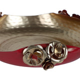 Red & Gold Hammered Rose Urli Set of 2