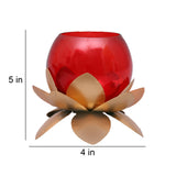Small Glass Lotus Red Set of 2
