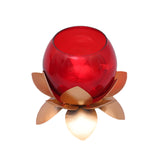 Small Glass Lotus Red Set of 2