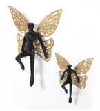 Black & Gold Angel With Wings Aluminium Wall Art Set of 2