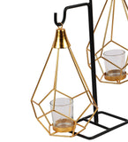 Gold Double Diamond Pendulam Tealight Holder with Glass