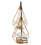 Gold Double Diamond Pendulam Tealight Holder with Glass