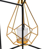 Hut Shape Diamond Pendulam Tealight Holder with Glass