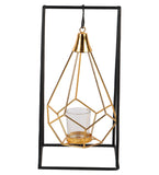 Hut Shape Diamond Pendulam Tealight Holder with Glass