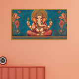 Vintage Ganesha Canvas Painting for Living Room & Temple Space