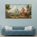 Handcrafted Vintage Ganesha Canvas – Classic Spiritual Painting