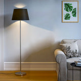 Floor Lamp Standing Modern Silver 5ft Height with Black Lampshade 16 inches
