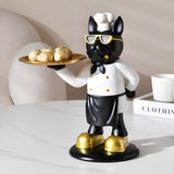 White Cool Dog Showpiece with Plate for Home Decor Item, Kitchen, Bedroom, Office, Dinning Table, Gifts Item