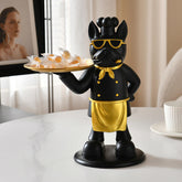 Black Cool Dog Showpiece with Plate for Home Decor Item, Kitchen, Bedroom, Office, Dinning Table, Gifts Item