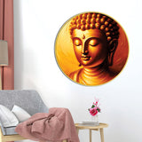 Artistic Golden Gautam Buddha Round Wall Painting