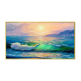 Big Panoramic Beautiful Sea Sunset Scenery Canvas Painting