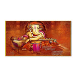 Auspicious Ganesha Playing Veena Canvas Wall Painting