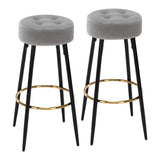 Plush Comfy Velvet Grey Bar Stool / High Stool