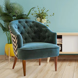 Sea Green Wide Backrest Velvet Lounge Chair