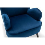 Luxury Navy Blue Velvet Lounge Chair With Ottoman