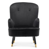 Luxury Black Velvet Lounge Chair With Ottoman