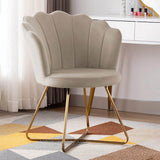 Beige Rounded Back Velvet Lounge Chair