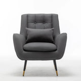 Rich Grey Thick Padded Velvet Armchair with Cushion