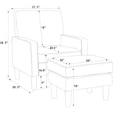 Grey Standard Velvet Chair With Ottoman