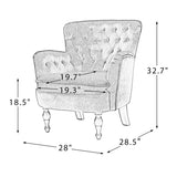 Detailed Tufted Super Comfy Orange Velvet Lounge Chair