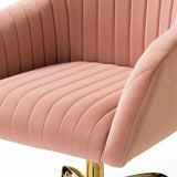 Refined Baby Pink Tufted Velvet Armchair With Golden Legs