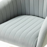 Refined Grey Tufted Velvet Armchair With Golden Legs