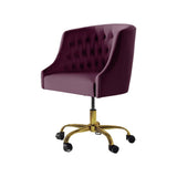 Velvet Clemence Purple Task Chairs/Study Chair/Office Chair for Study Room, Office, Swivel Armchair with Gold Base