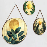 Tropical Beach Sunset Round Framed Canvas Wall Paintings - Set of 3
