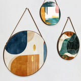 Modern Boho Design Round Framed Canvas Wall Painting - Set of 3