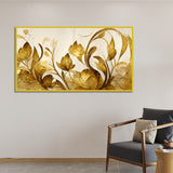 Legunt Furniture Elegant Flowers Golden Leaf Floating Frame Canvas Wall Painting