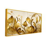 Legunt Furniture Elegant Flowers Golden Leaf Floating Frame Canvas Wall Painting
