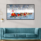 Festive Floral Sleigh Adventure Canvas Wall Painting