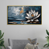 3d Abstract White Lotus Flower Artwork Water Lily Canvas Wall Painting