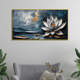 3d Abstract White Lotus Flower Artwork Water Lily Canvas Wall Painting