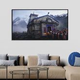 Beautiful Canvas Painting of Devotional Himalayan Shrine Kedarnath temple