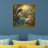 Radha Krishna Canvas Wall Painting with Floating Frame