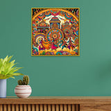 Colorful Indian Folk Art Madhubani Canvas Wall Painting