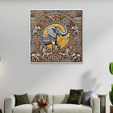 Traditional Elephant Madhubani-Inspired Ethnic Art Canvas Wall Painting