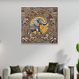 Traditional Elephant Madhubani-Inspired Ethnic Art Canvas Wall Painting
