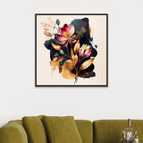 Modern Abstract Flower Canvas Wall Painting with Floating Frame
