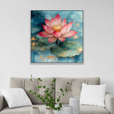 Vastu Positivity Abstract 3d Pink Lotus Floral Canvas Wall Painting